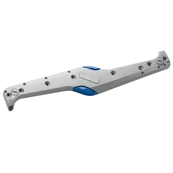 Detailed view of a HOBART wash arm for professional dishwashers, showing the elongated stainless‑steel component with multiple spray openings and blue accent elements, designed for efficient water distribution and high washing performance in commercial warewashing systems.