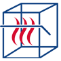Simple icon of a closed dishwasher hood with red heat waves inside, symbolizing a sealed hood and retained warm air.
