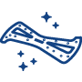  Simple icon of a wash arm with sparkling symbols indicating an automatic self‑cleaning wash system.